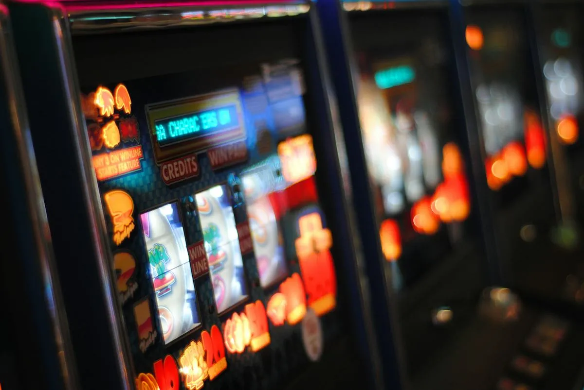 Close-up of illuminated slot-style event décor