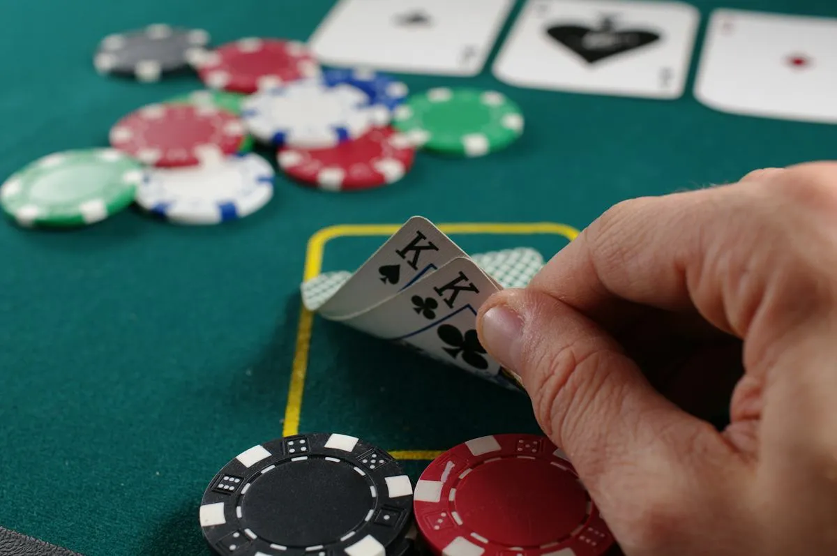 Cards and chips during a tabletop entertainment game