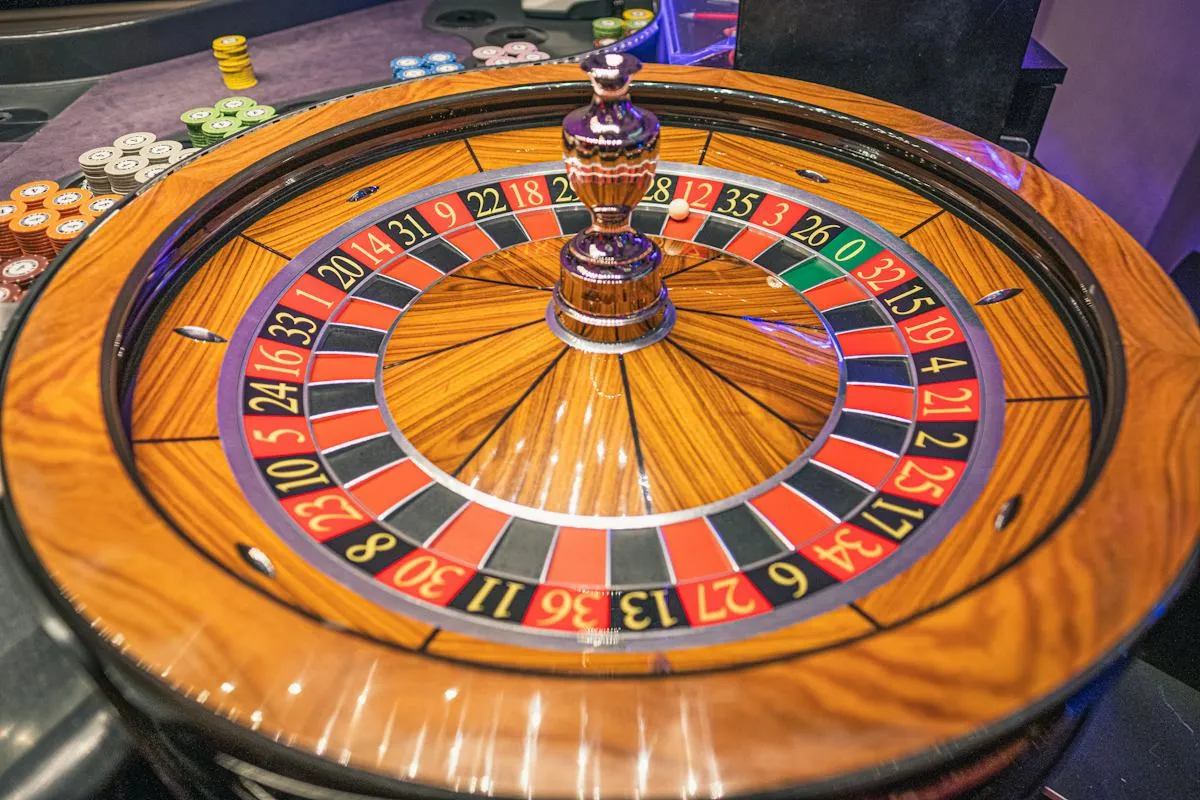 Roulette wheel detail for a themed event setup