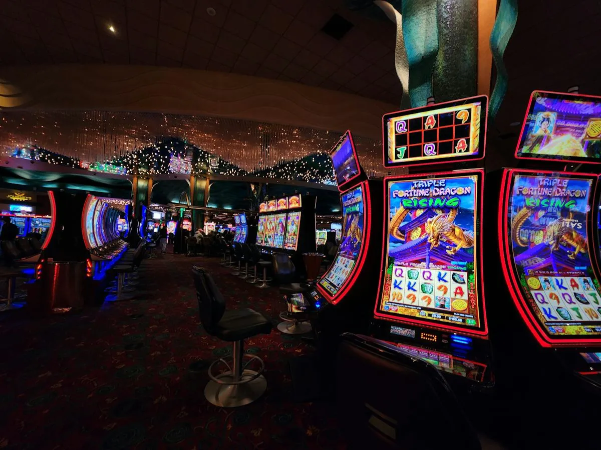 Gaming machines arranged in a modern entertainment venue